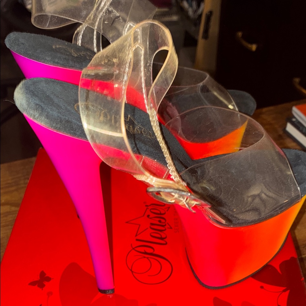 NEW Pleaser Vibrant Pink and Orange Platform Heels -NEVER WORN